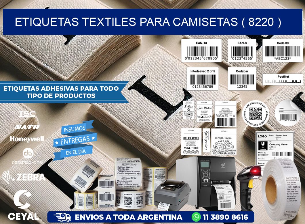 ETIQUETAS TEXTILES PARA CAMISETAS ( 8220 )