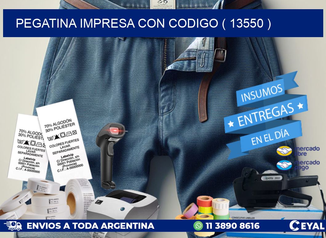 PEGATINA IMPRESA CON CODIGO ( 13550 )