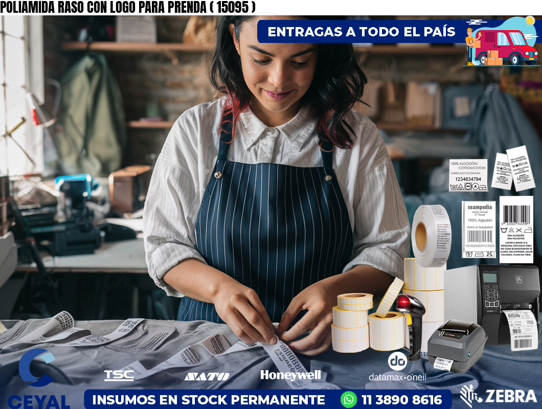 POLIAMIDA RASO CON LOGO PARA PRENDA ( 15095 )