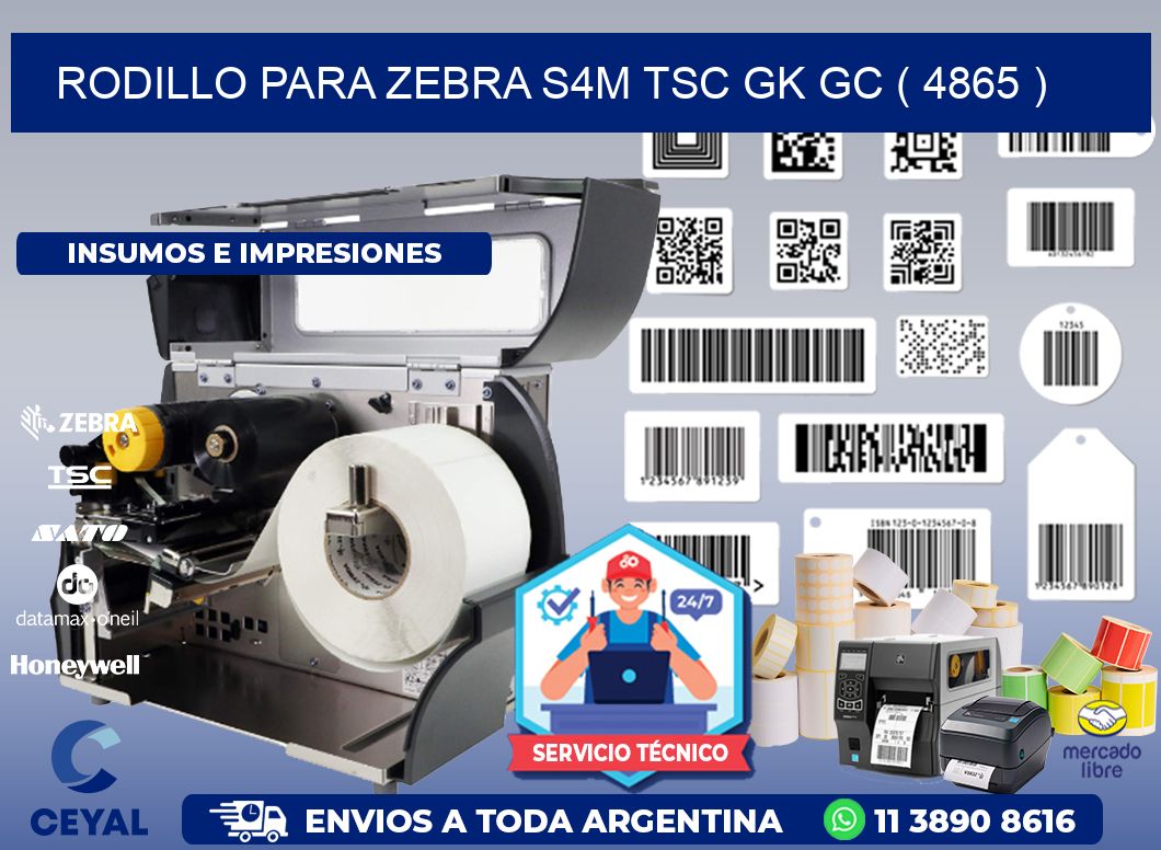 rodillo para zebra S4M TSC GK GC ( 4865 )