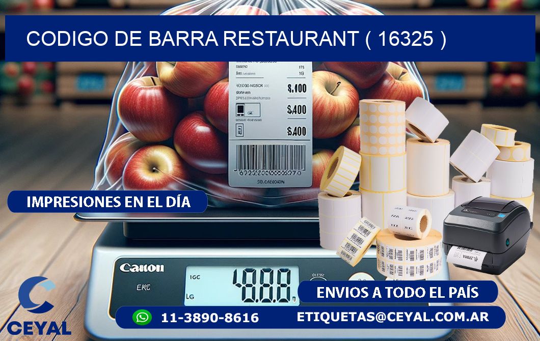 CODIGO DE BARRA RESTAURANT ( 16325 )