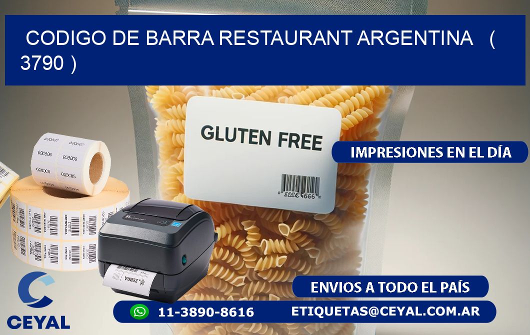 CODIGO DE BARRA RESTAURANT ARGENTINA   ( 3790 )