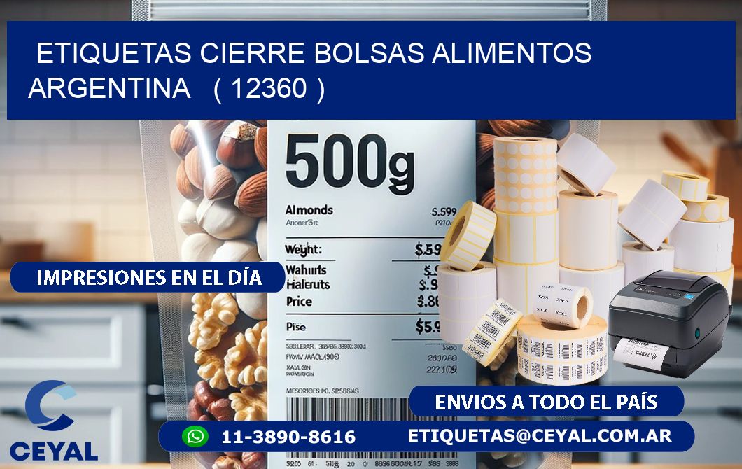 ETIQUETAS CIERRE BOLSAS ALIMENTOS ARGENTINA   ( 12360 )