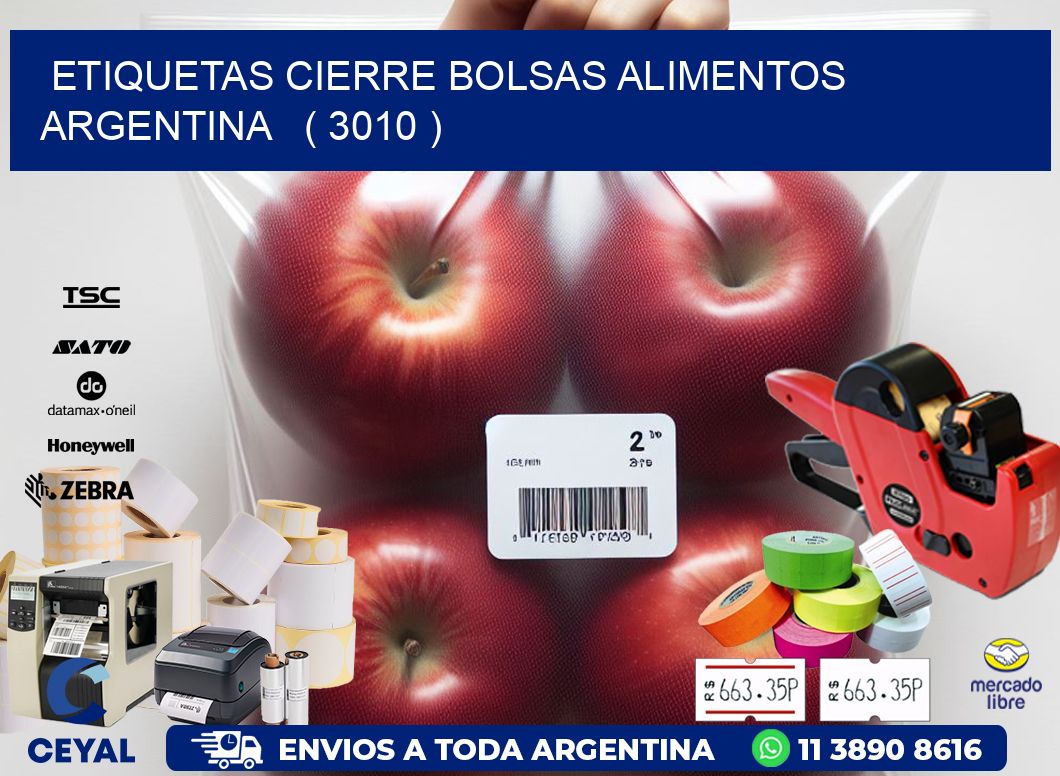 ETIQUETAS CIERRE BOLSAS ALIMENTOS ARGENTINA   ( 3010 )
