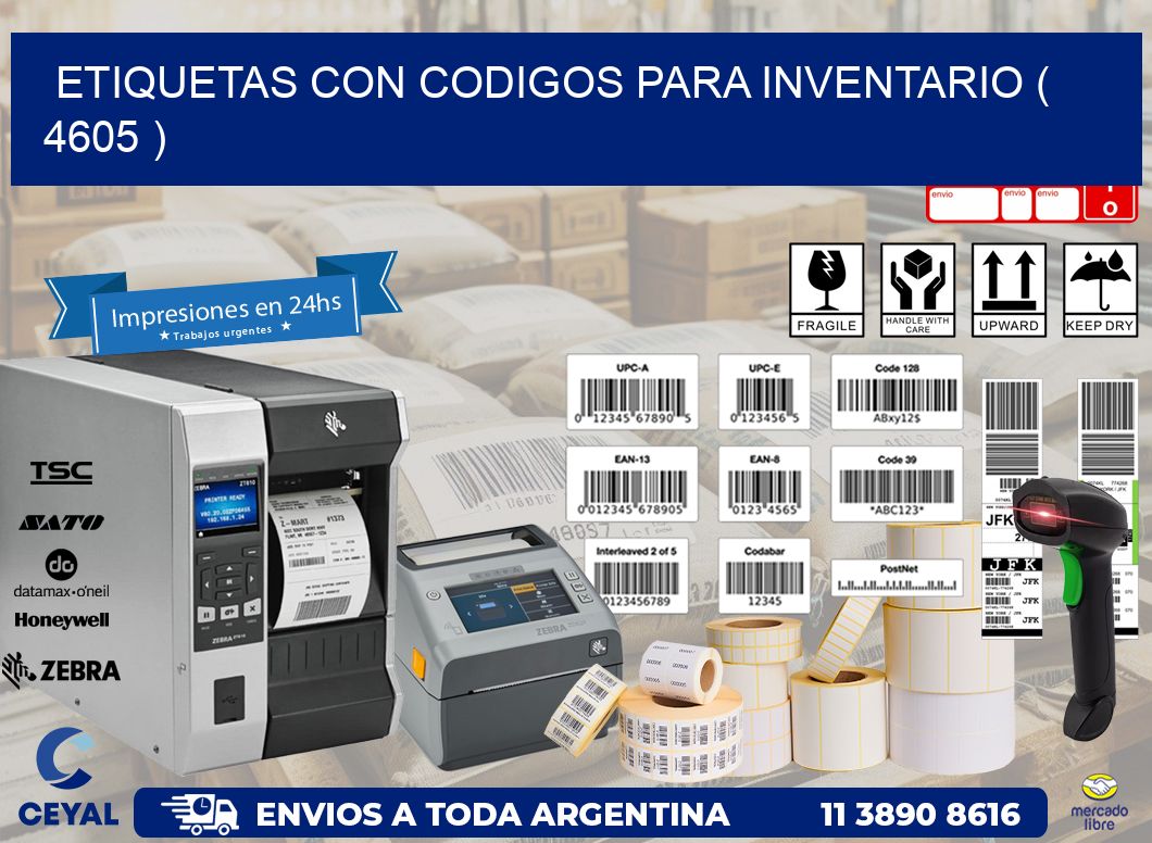 ETIQUETAS CON CODIGOS PARA INVENTARIO ( 4605 )