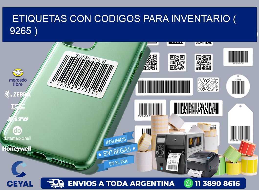 ETIQUETAS CON CODIGOS PARA INVENTARIO ( 9265 )