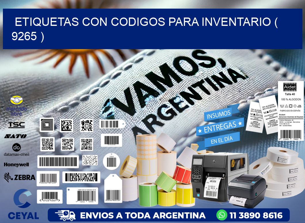 ETIQUETAS CON CODIGOS PARA INVENTARIO ( 9265 )