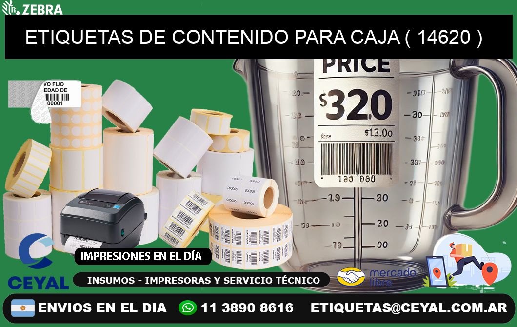 ETIQUETAS DE CONTENIDO PARA CAJA ( 14620 )