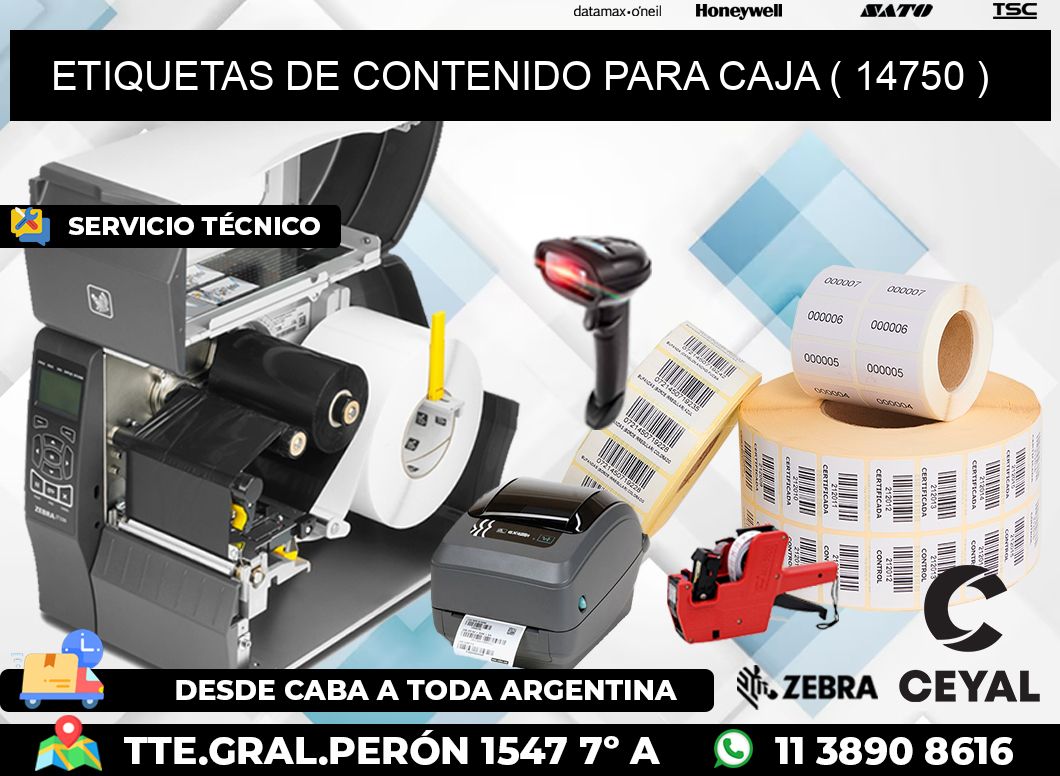 ETIQUETAS DE CONTENIDO PARA CAJA ( 14750 )