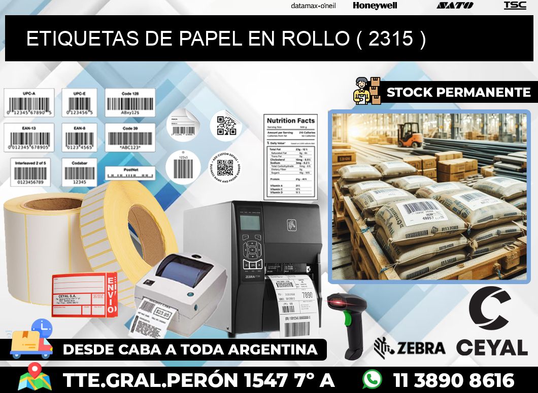 ETIQUETAS DE PAPEL EN ROLLO ( 2315 )