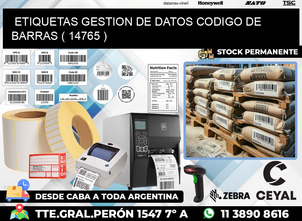 ETIQUETAS GESTION DE DATOS CODIGO DE BARRAS ( 14765 )