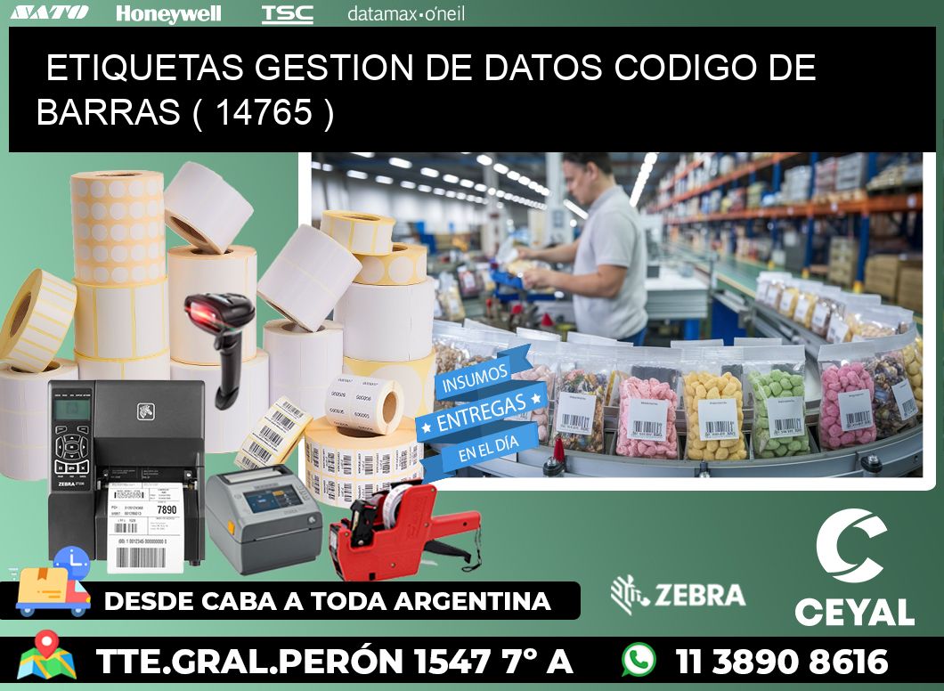 ETIQUETAS GESTION DE DATOS CODIGO DE BARRAS ( 14765 )