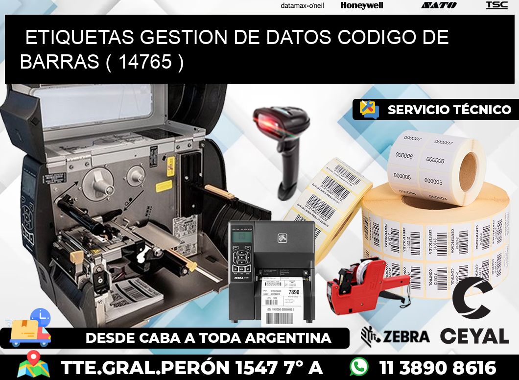 ETIQUETAS GESTION DE DATOS CODIGO DE BARRAS ( 14765 )