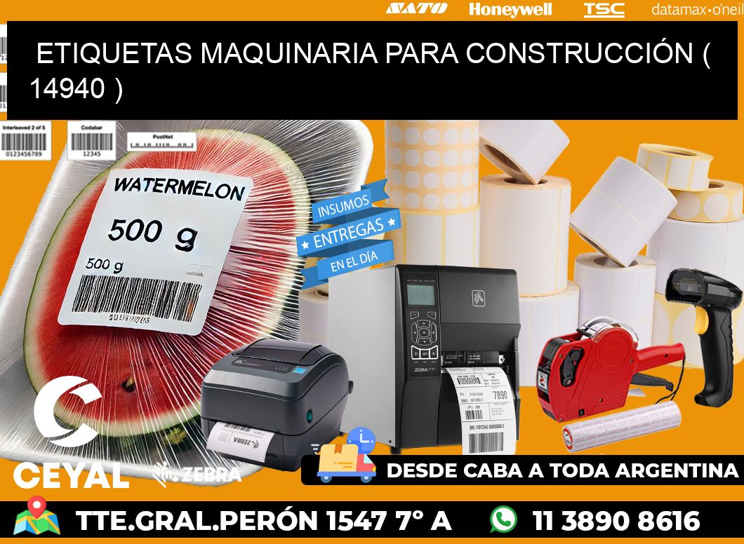 ETIQUETAS MAQUINARIA PARA CONSTRUCCIÓN ( 14940 )