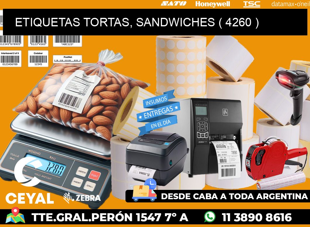 ETIQUETAS TORTAS, SANDWICHES ( 4260 )