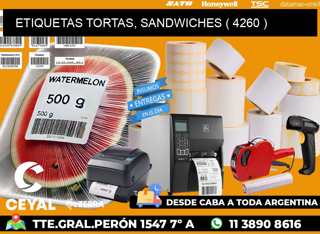 ETIQUETAS TORTAS, SANDWICHES ( 4260 )