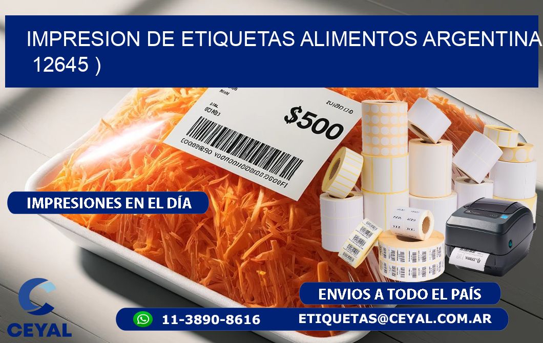 IMPRESION DE ETIQUETAS ALIMENTOS ARGENTINA   12645 )