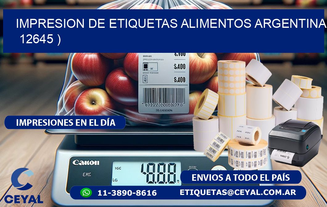 IMPRESION DE ETIQUETAS ALIMENTOS ARGENTINA   12645 )