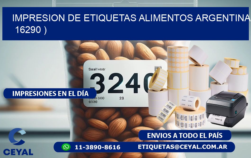 IMPRESION DE ETIQUETAS ALIMENTOS ARGENTINA   16290 )