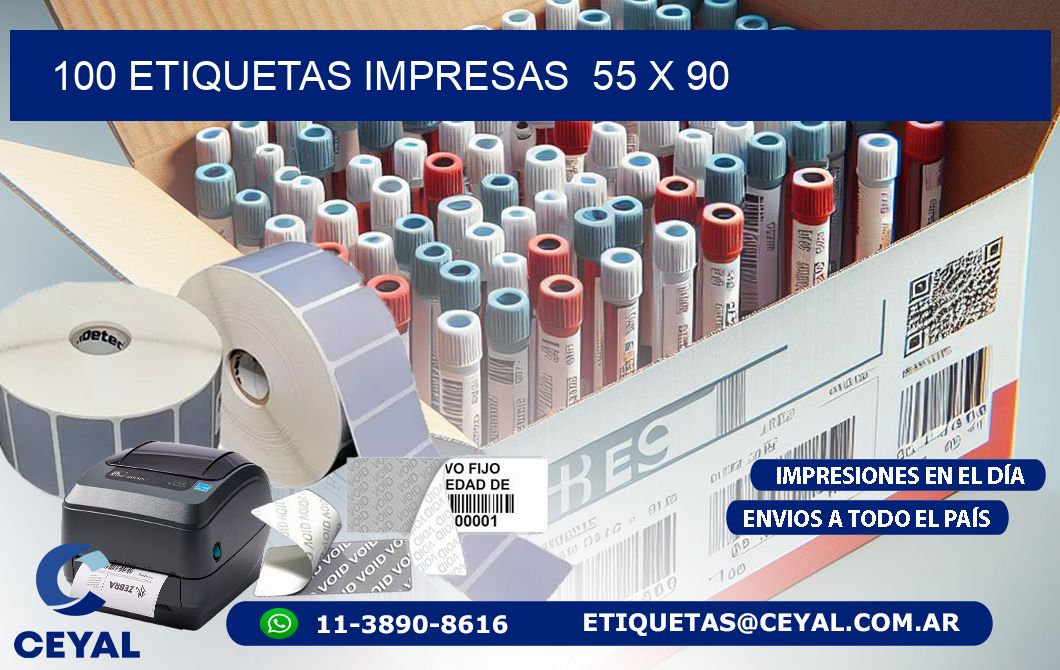 100 ETIQUETAS IMPRESAS  55 x 90