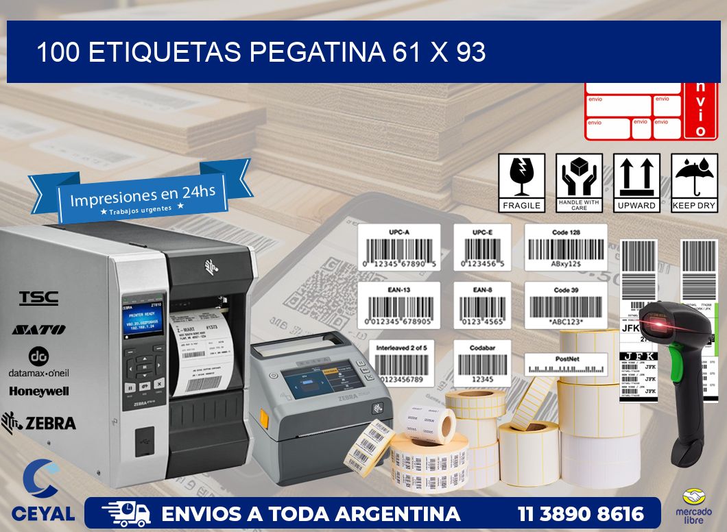 100 ETIQUETAS PEGATINA 61 x 93