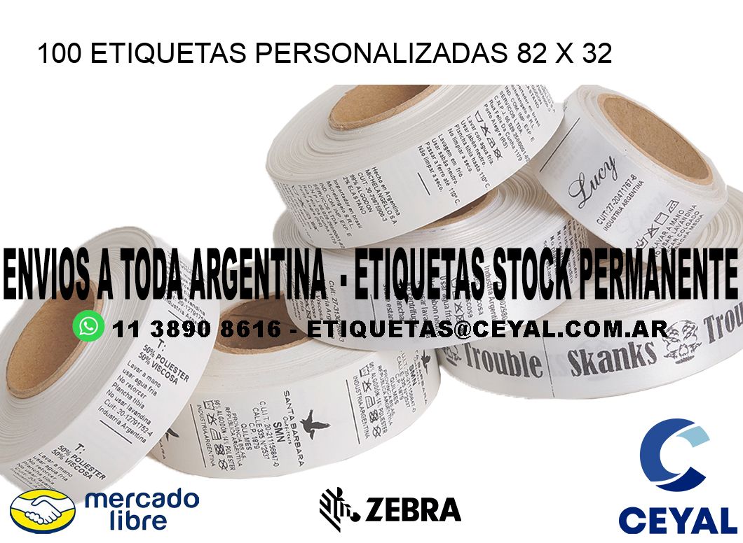 100 ETIQUETAS PERSONALIZADAS 82 x 32