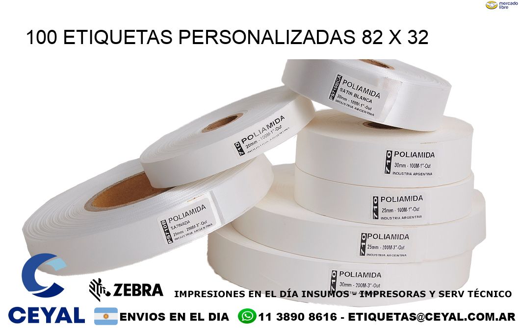 100 ETIQUETAS PERSONALIZADAS 82 x 32