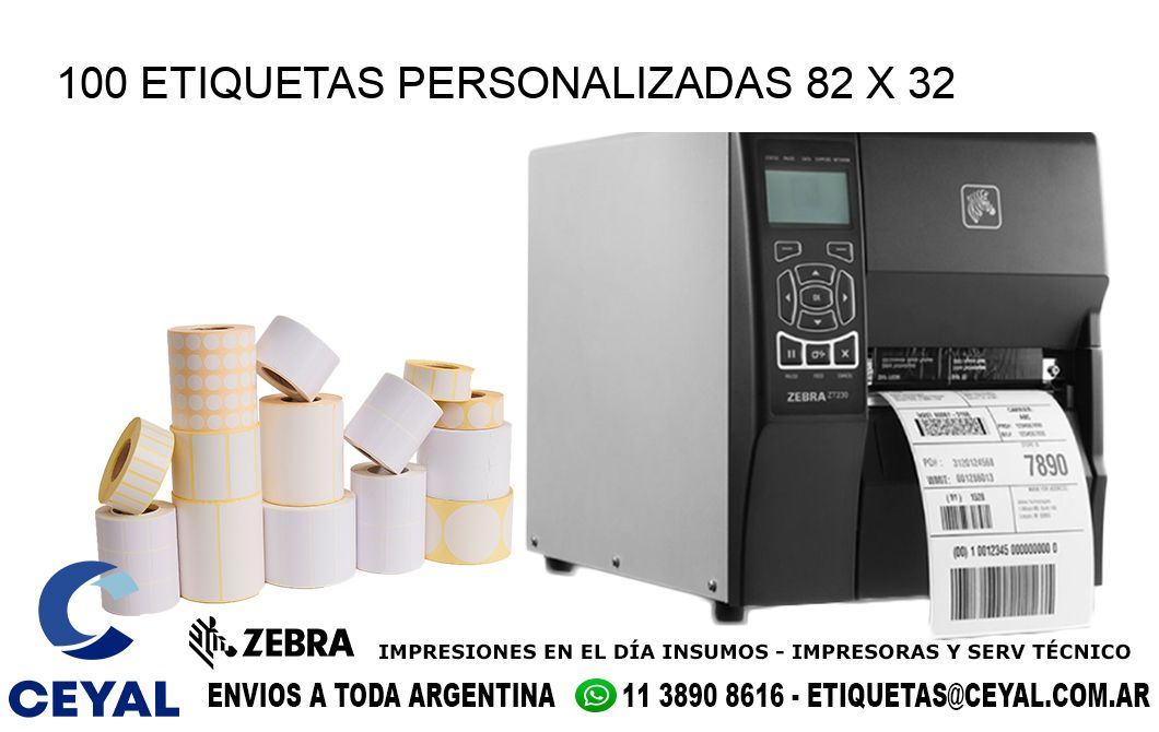 100 ETIQUETAS PERSONALIZADAS 82 x 32