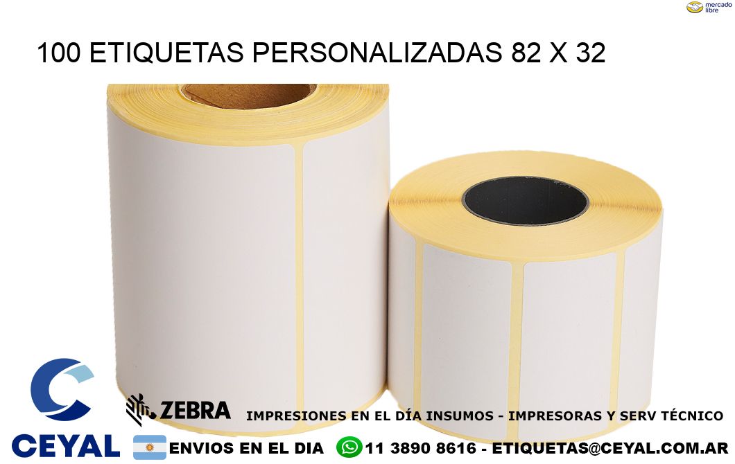 100 ETIQUETAS PERSONALIZADAS 82 x 32