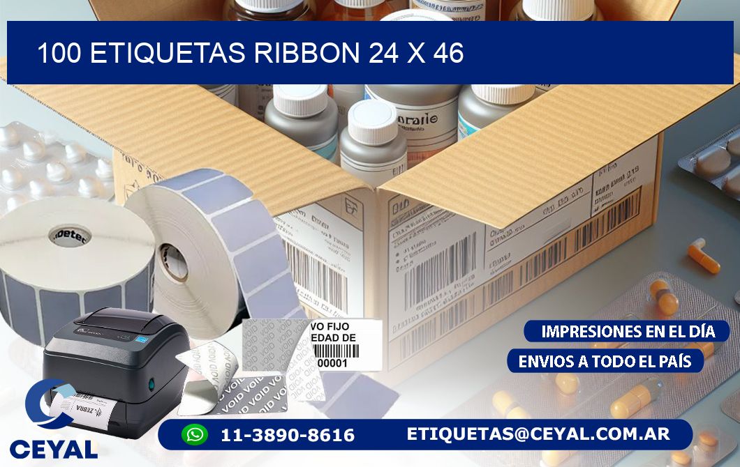 100 ETIQUETAS RIBBON 24 x 46