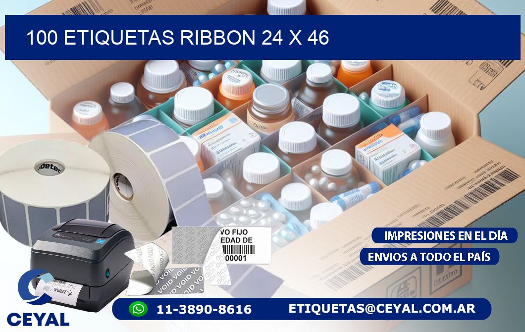 100 ETIQUETAS RIBBON 24 x 46