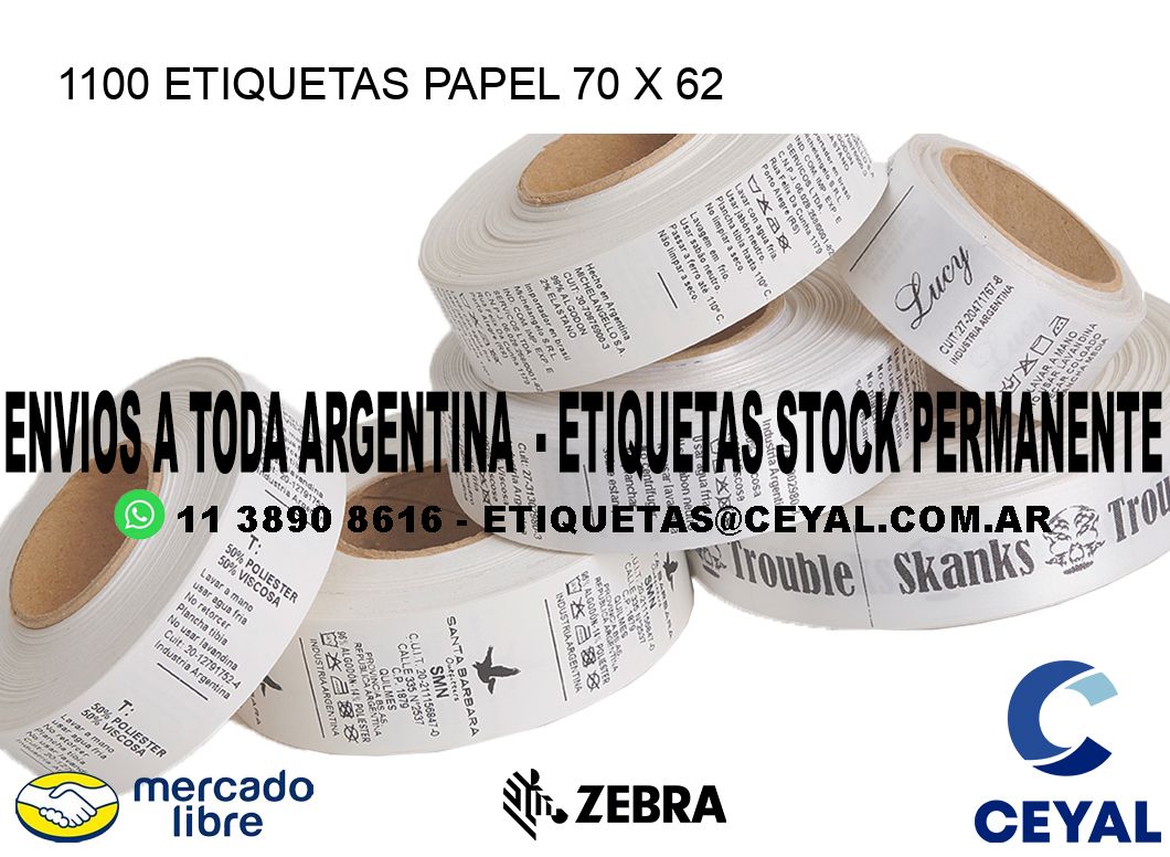 1100 ETIQUETAS PAPEL 70 x 62