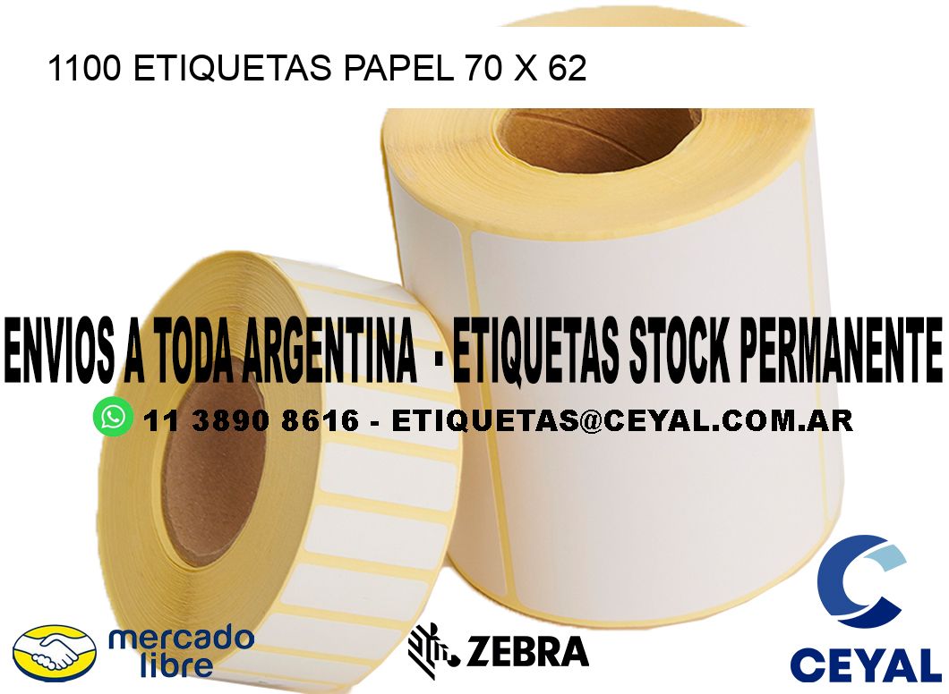 1100 ETIQUETAS PAPEL 70 x 62