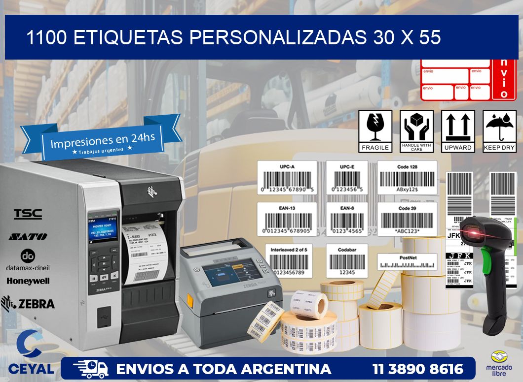 1100 ETIQUETAS PERSONALIZADAS 30 x 55