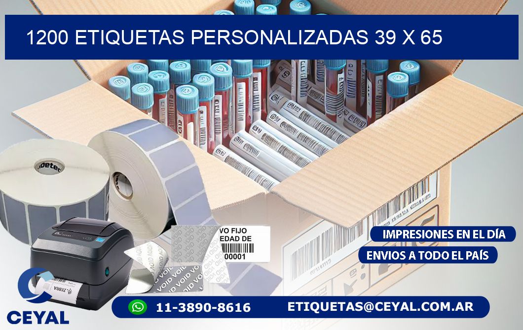1200 ETIQUETAS PERSONALIZADAS 39 x 65
