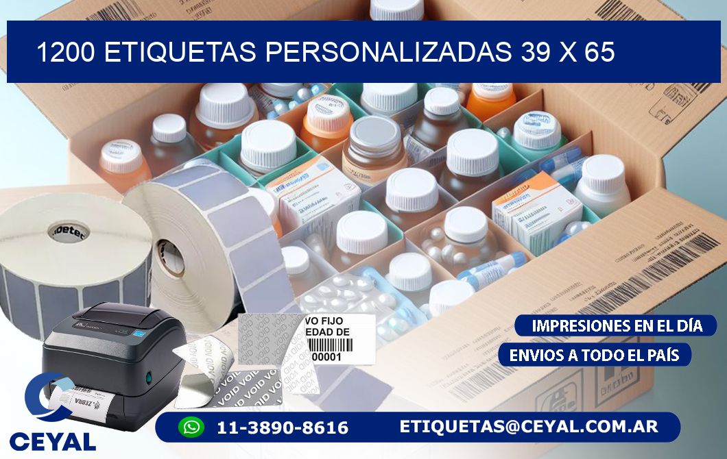 1200 ETIQUETAS PERSONALIZADAS 39 x 65