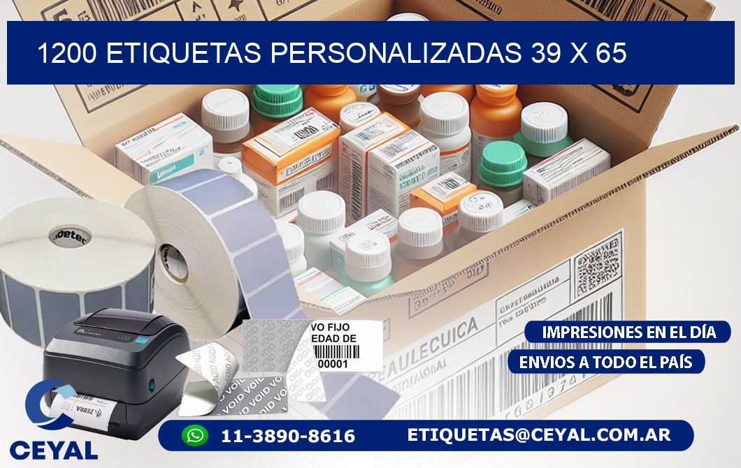 1200 ETIQUETAS PERSONALIZADAS 39 x 65
