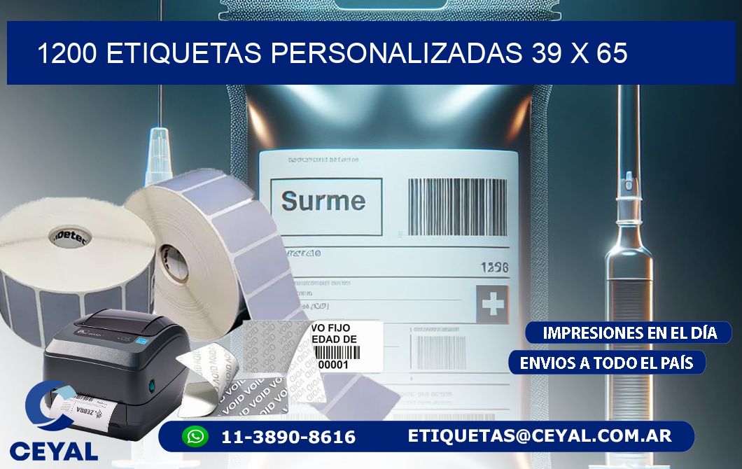 1200 ETIQUETAS PERSONALIZADAS 39 x 65
