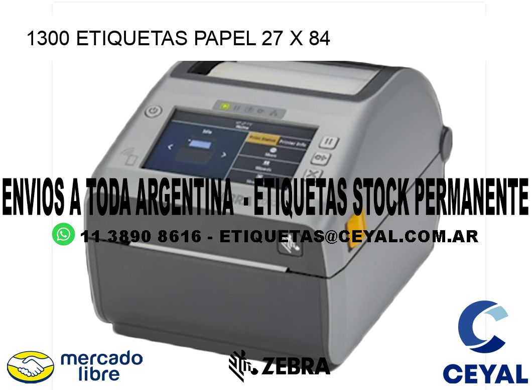 1300 ETIQUETAS PAPEL 27 x 84