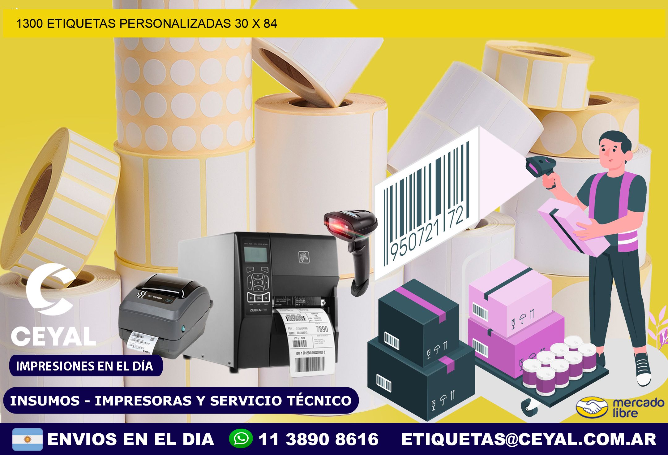 1300 ETIQUETAS PERSONALIZADAS 30 x 84