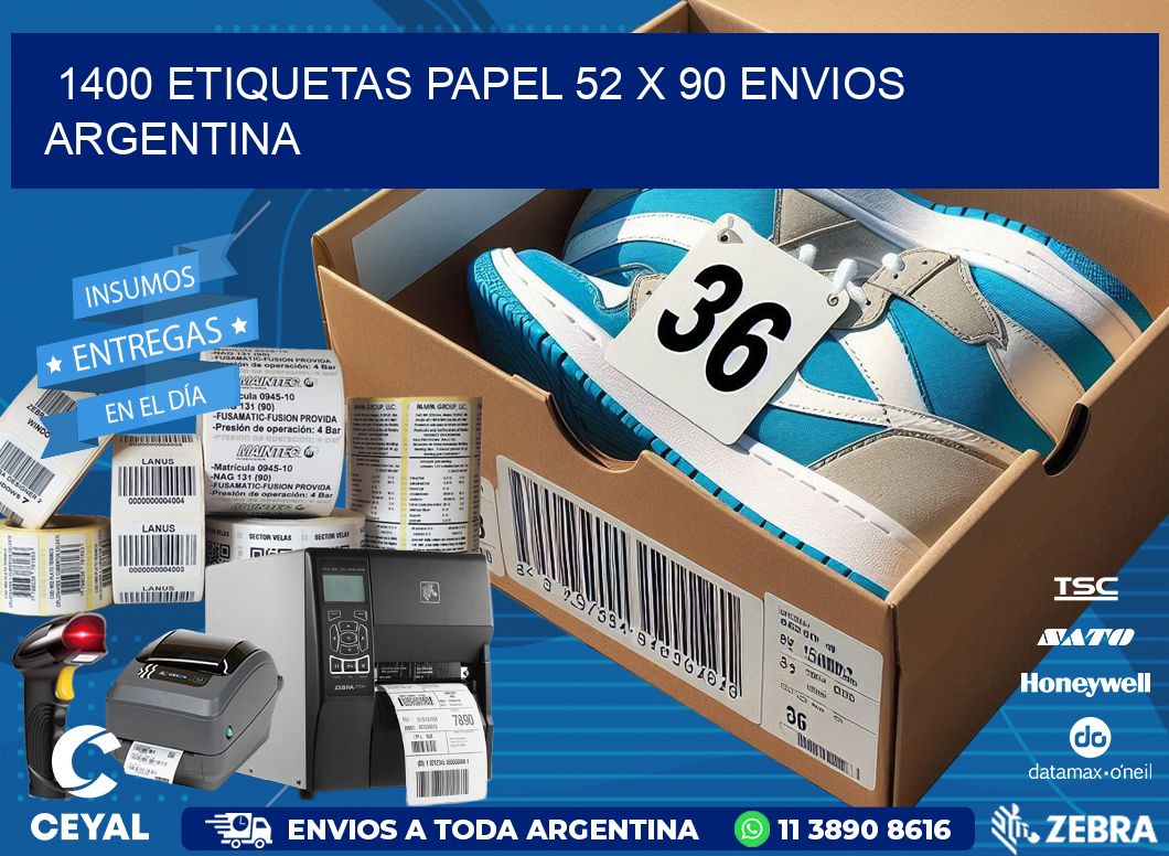 1400 ETIQUETAS PAPEL 52 x 90 ENVIOS ARGENTINA