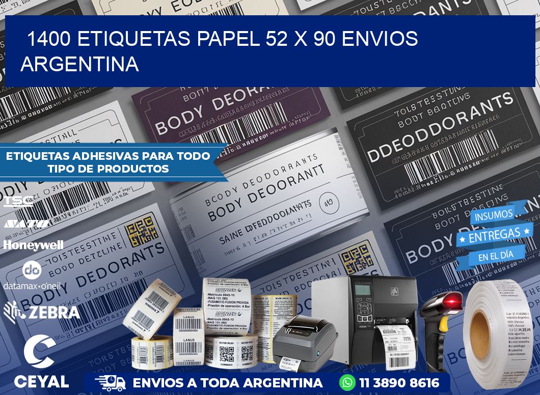 1400 ETIQUETAS PAPEL 52 x 90 ENVIOS ARGENTINA