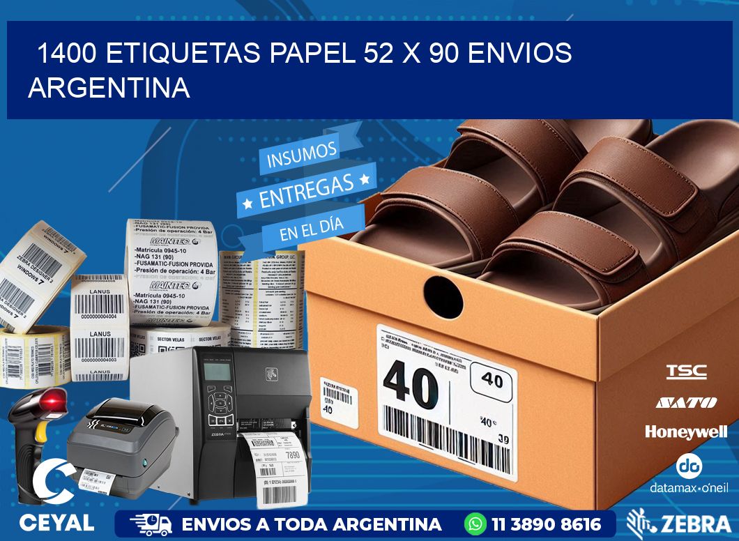 1400 ETIQUETAS PAPEL 52 x 90 ENVIOS ARGENTINA