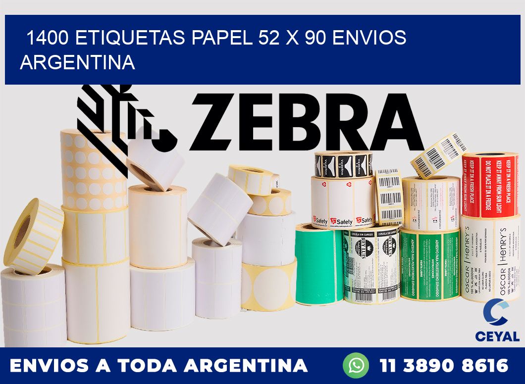 1400 ETIQUETAS PAPEL 52 x 90 ENVIOS ARGENTINA