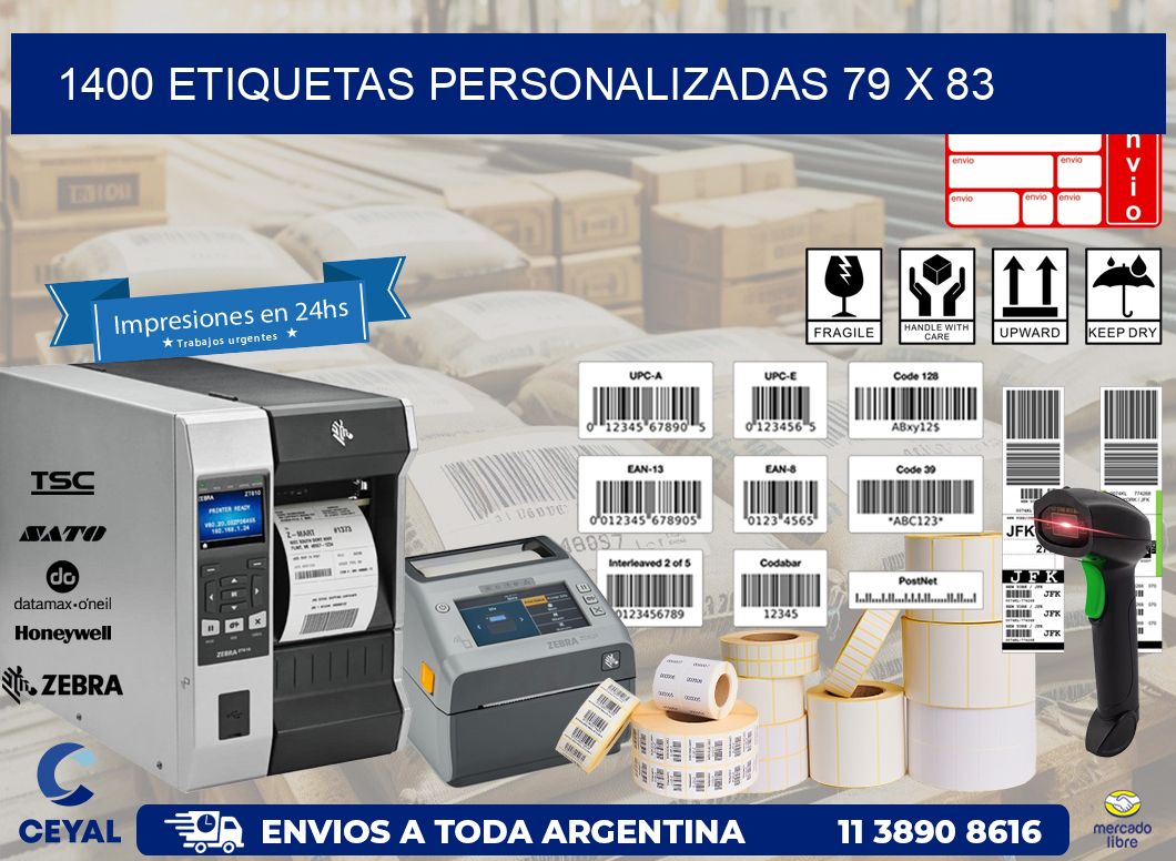 1400 ETIQUETAS PERSONALIZADAS 79 x 83