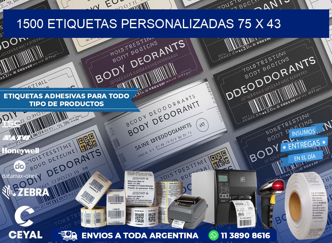 1500 ETIQUETAS PERSONALIZADAS 75 x 43