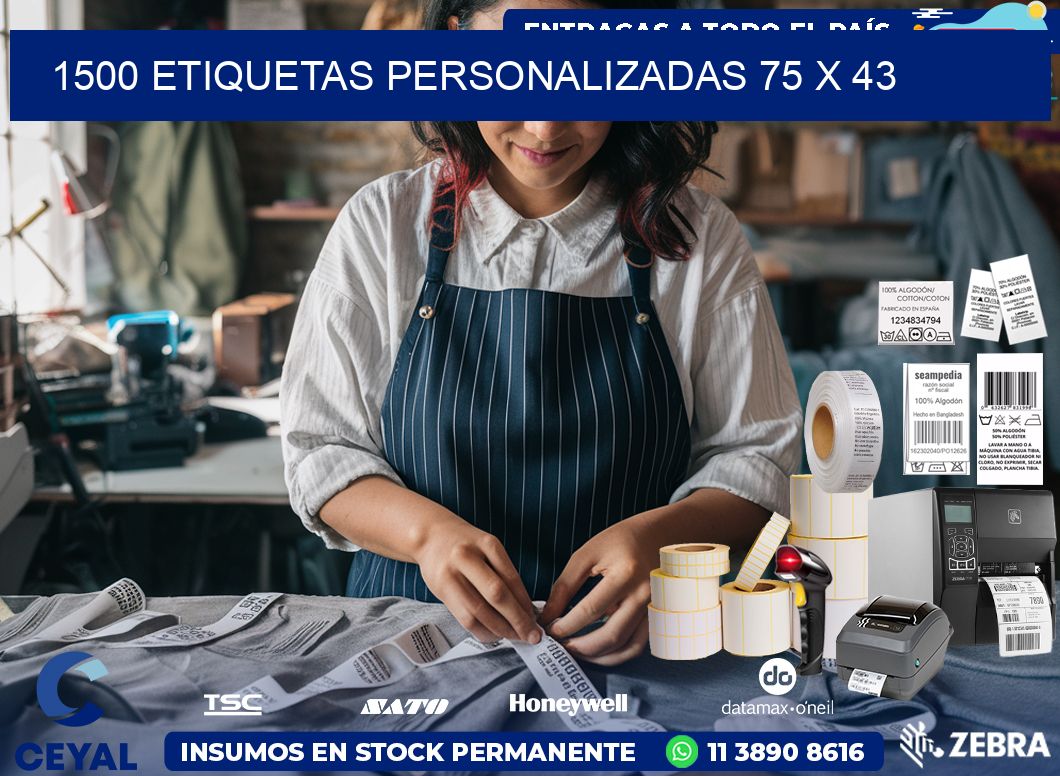 1500 ETIQUETAS PERSONALIZADAS 75 x 43