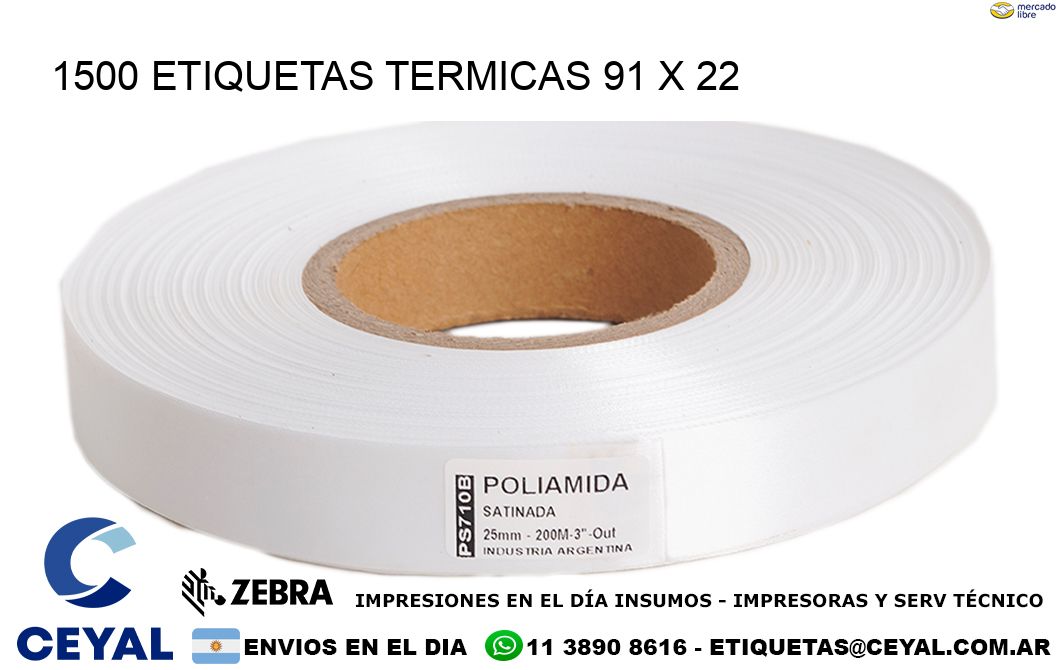 1500 ETIQUETAS TERMICAS 91 x 22