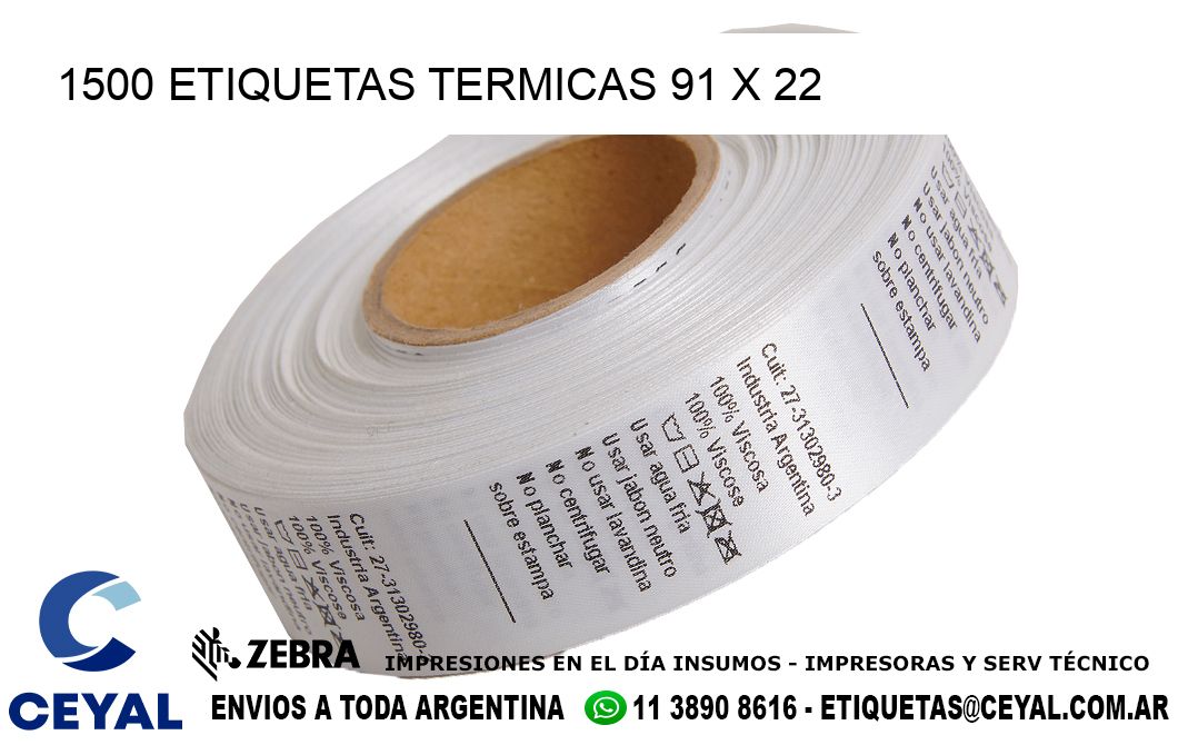 1500 ETIQUETAS TERMICAS 91 x 22