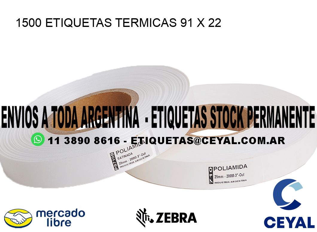 1500 ETIQUETAS TERMICAS 91 x 22